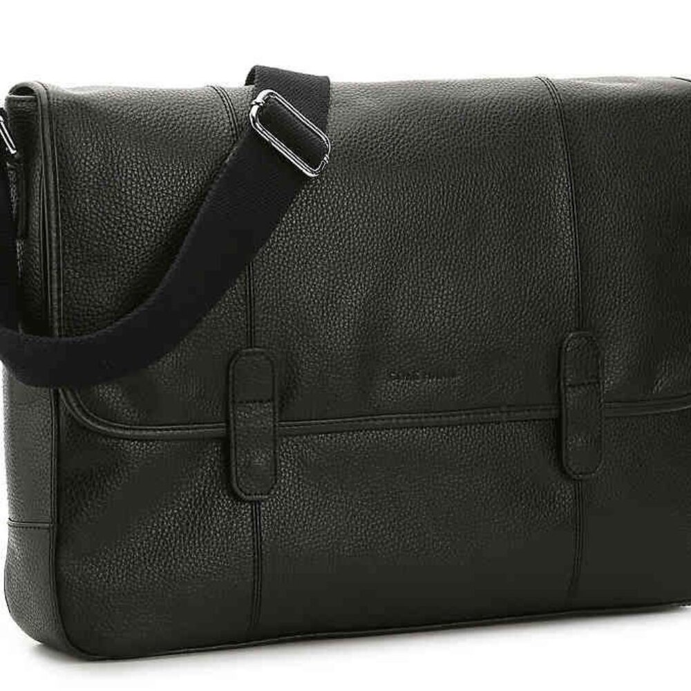 New Cole Haan Wayland Leather Messenger Bag Black